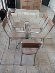 Conjunto de mesa tampo de vidro e 6 cadeiras 