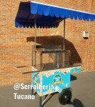 carrinho de pipoca azul personalizado com lampiao pipoca quentinha 